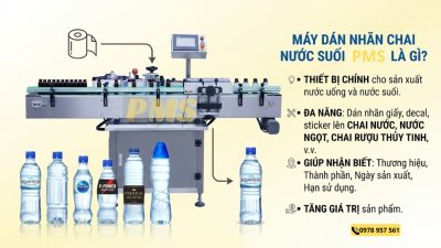 Máy dán nhãn chai nước suối