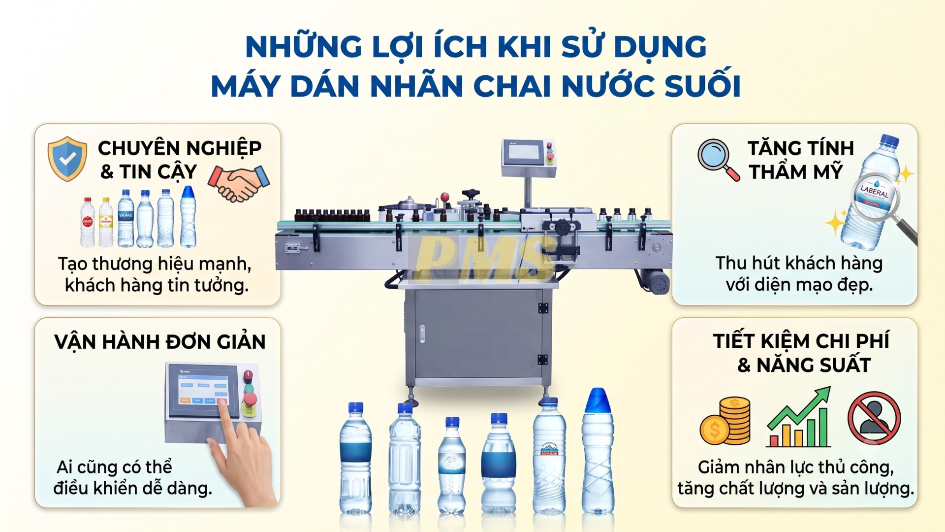 Máy dán nhãn chai nước suối