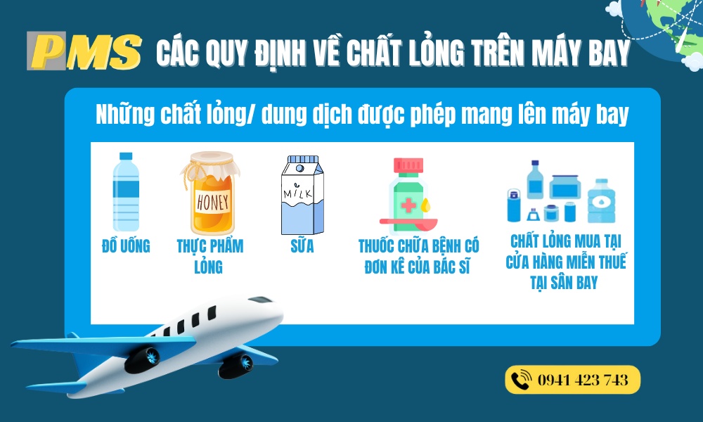 Các quy định về chất lỏng trên máy bay 