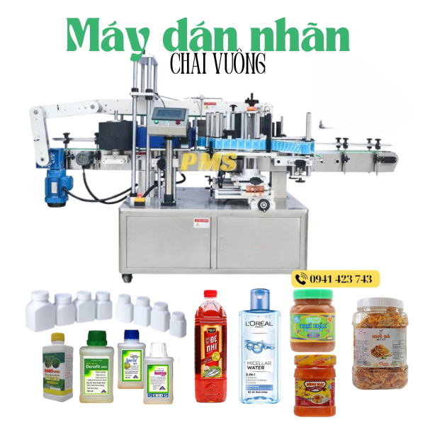 Máy dán nhãn chai vuông
