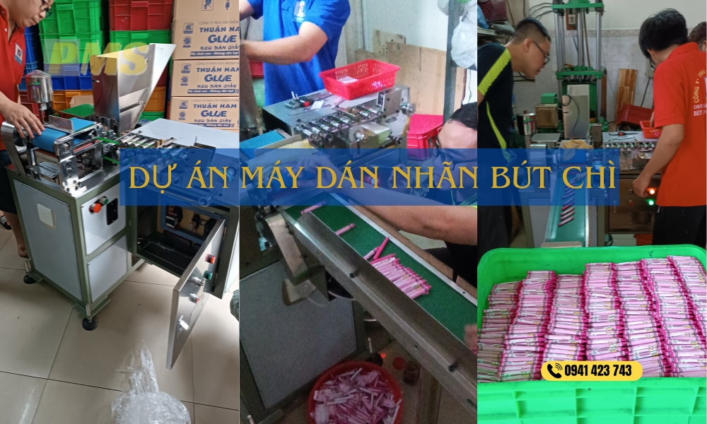 máy dán nhãn bút chì
