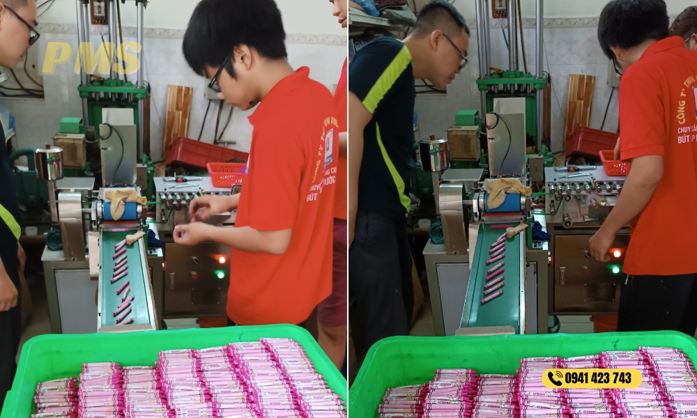 máy dán nhãn bút chì