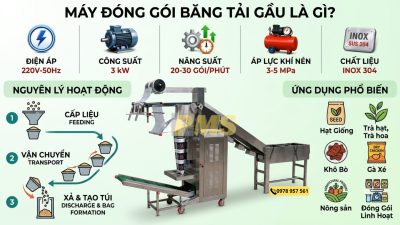 máy đóng gói băng tải gầu